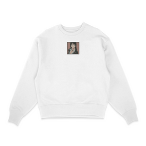 Sweat col rond blanc unisexe brodé avec un design inspiré de nico robin ( un autre) (One Piece), style anime japonais tendance