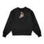 Sweat col rond noir unisexe brodé avec un design inspiré de luffy gear 5 swoosh (One Piece), style anime japonais tendance